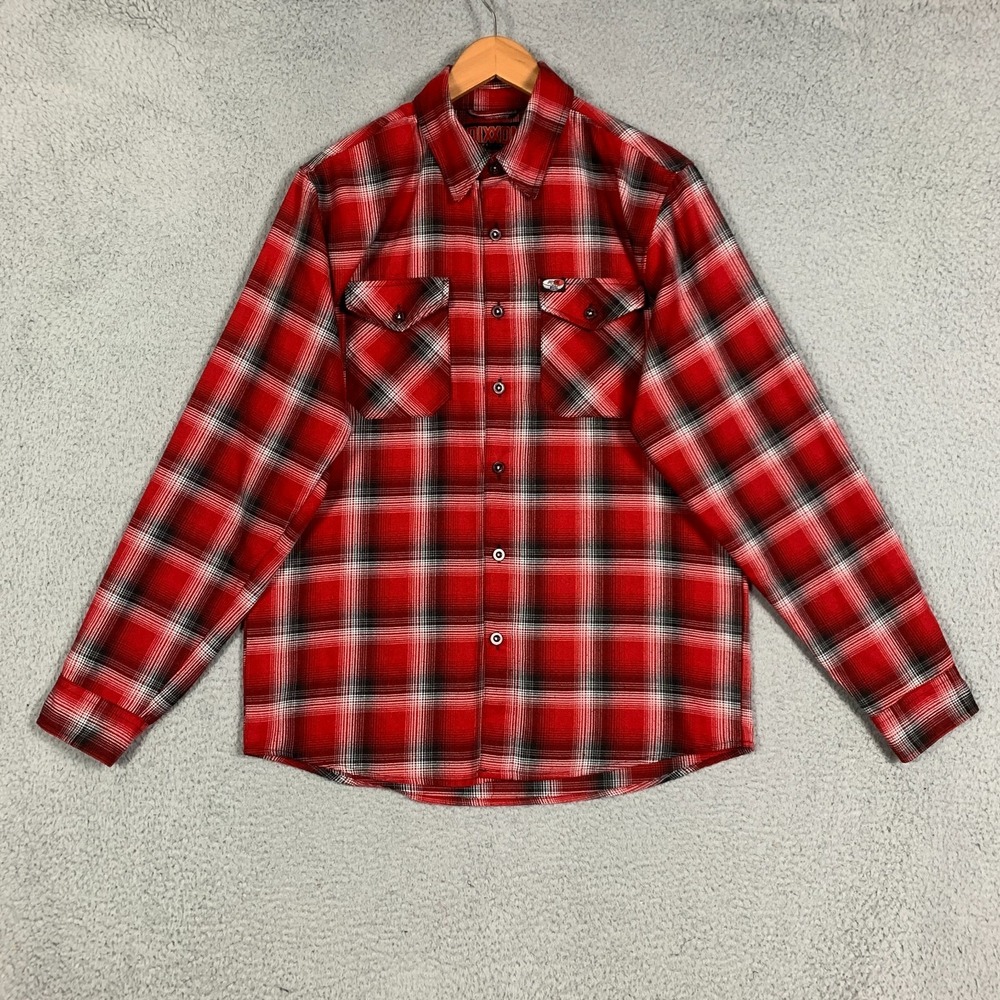 Dixxon‎ Flannel Shirt Men's Medium Red Plaid So-Cal Speed Shop D-Tech Biker Work - Picture 4 of 10